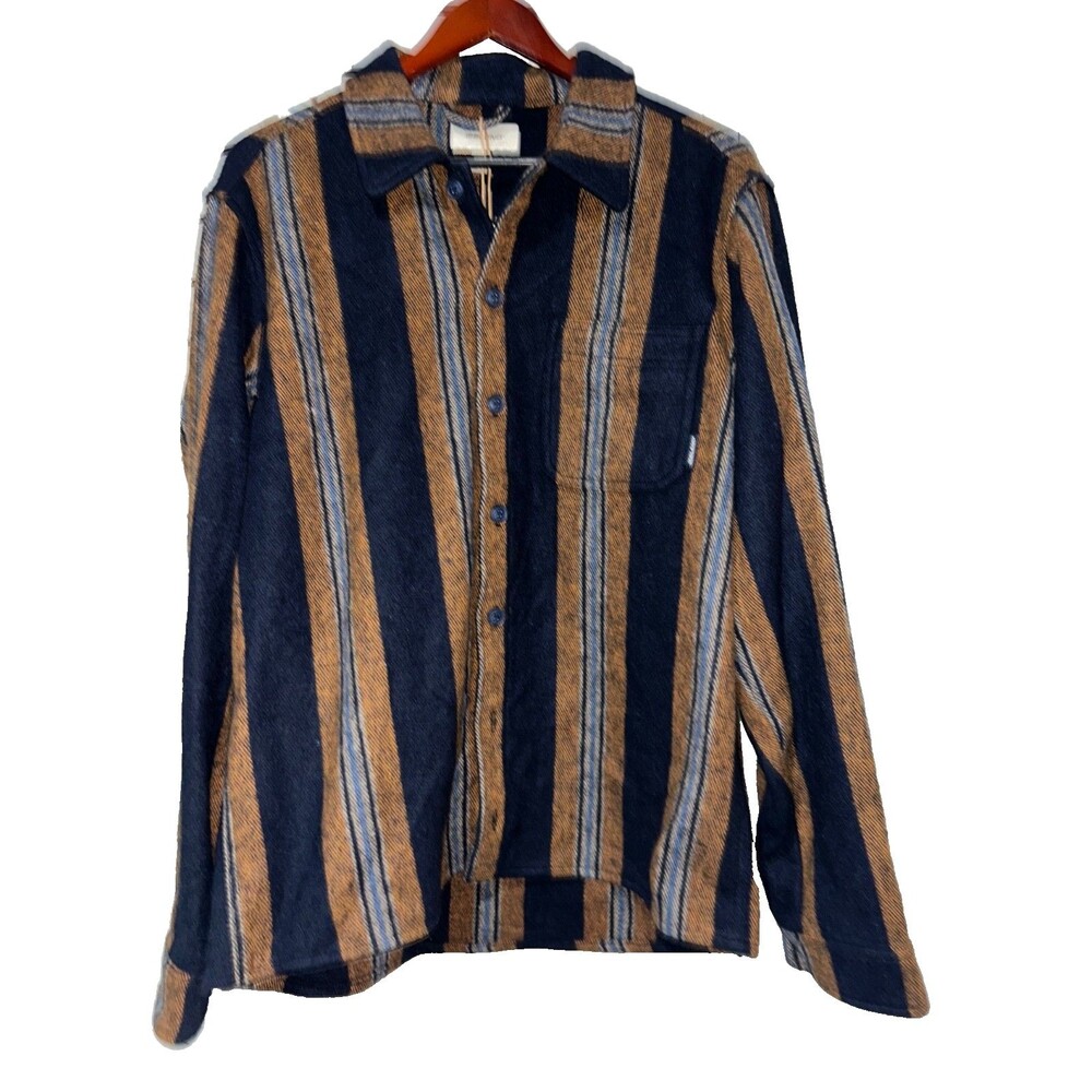 Blend Men’s NWT Striped Overshirt Shacket size L NWT Flannel